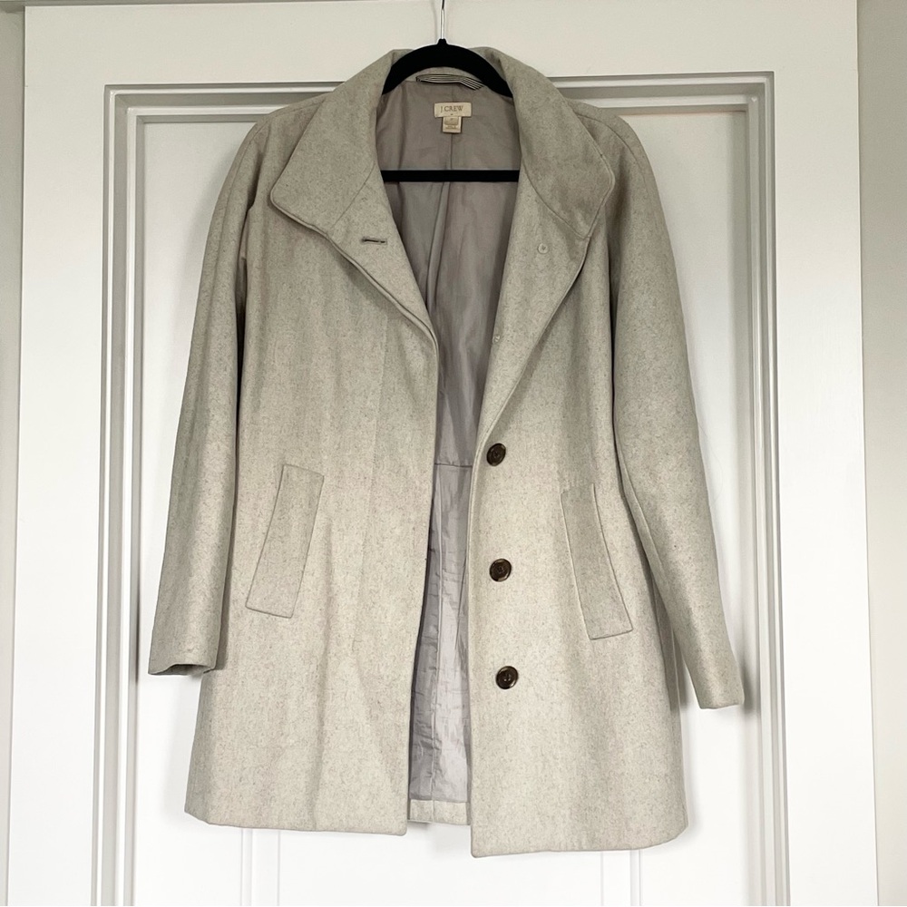 JCrew Long Wool Blend Coat in Light Gray from Fall 2014 - Size 2